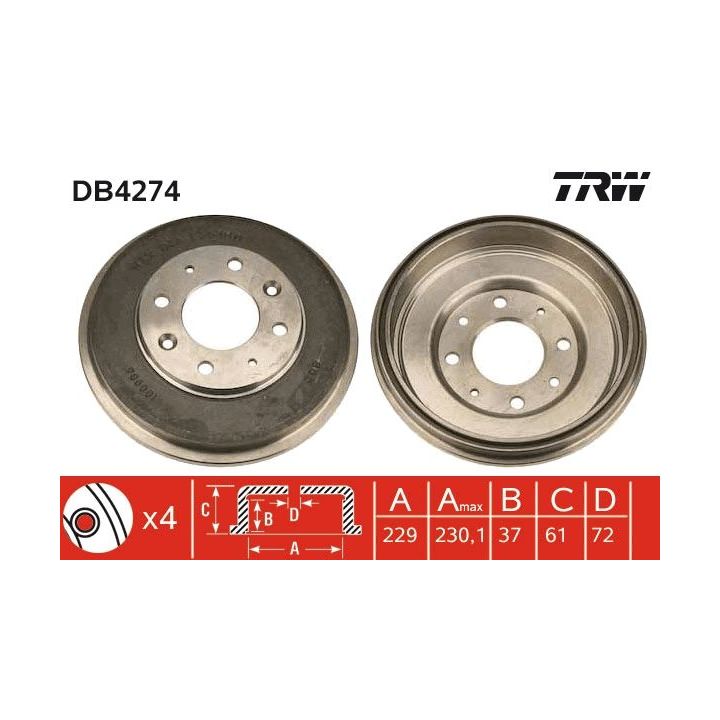 Stabdžių būgnas TRW DB4274