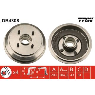 Stabdžių būgnas TRW DB4308