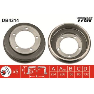 Stabdžių būgnas TRW DB4314