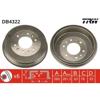 Stabdžių būgnas TRW DB4322