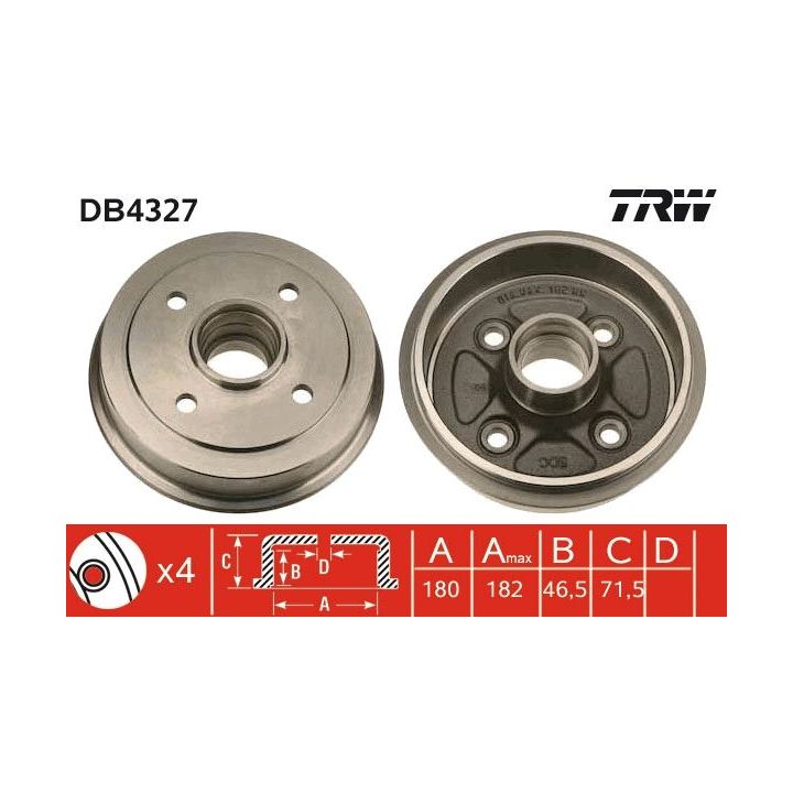 Stabdžių būgnas TRW DB4327