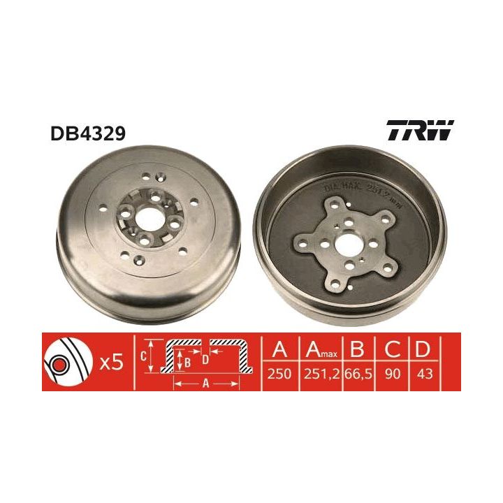 Stabdžių būgnas TRW DB4329