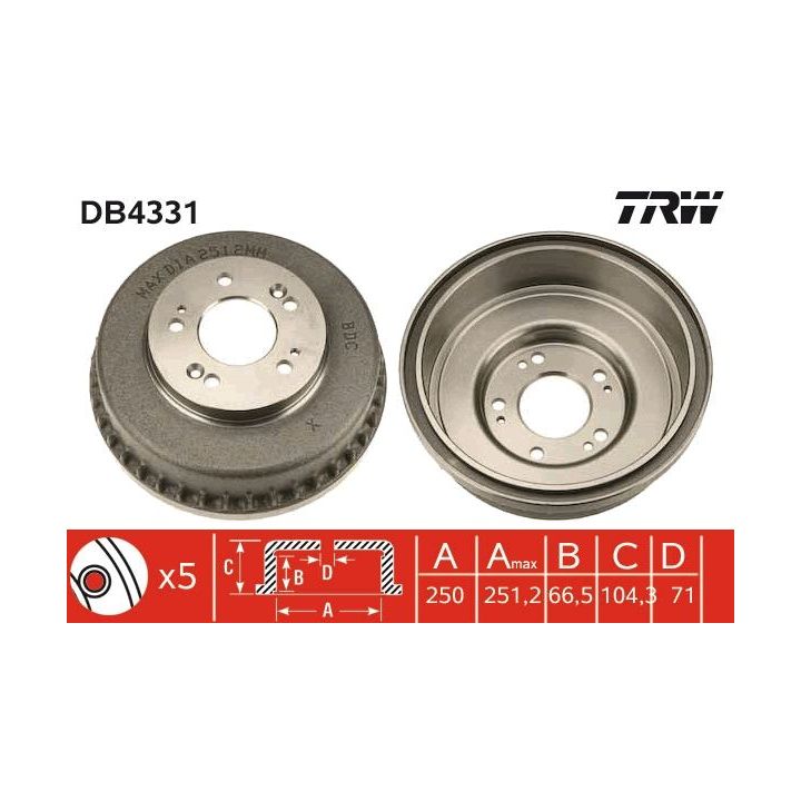Stabdžių būgnas TRW DB4331