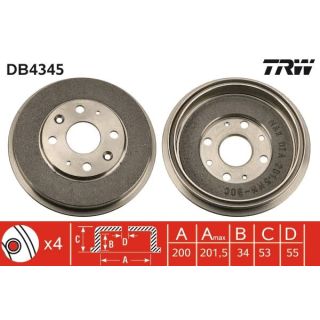 Stabdžių būgnas TRW DB4345