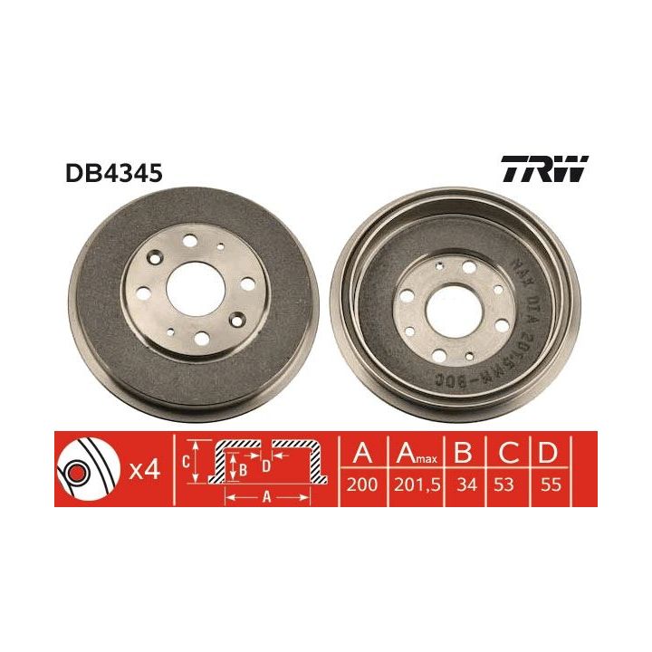 Stabdžių būgnas TRW DB4345
