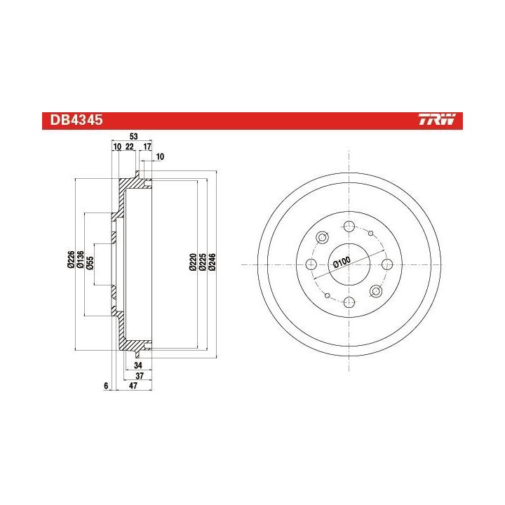 Stabdžių būgnas TRW DB4345
