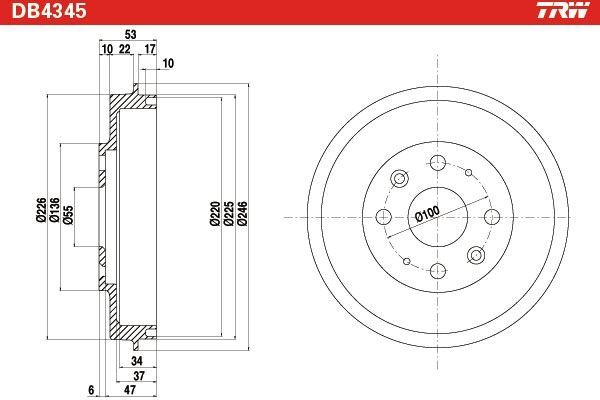 Stabdžių būgnas TRW DB4345