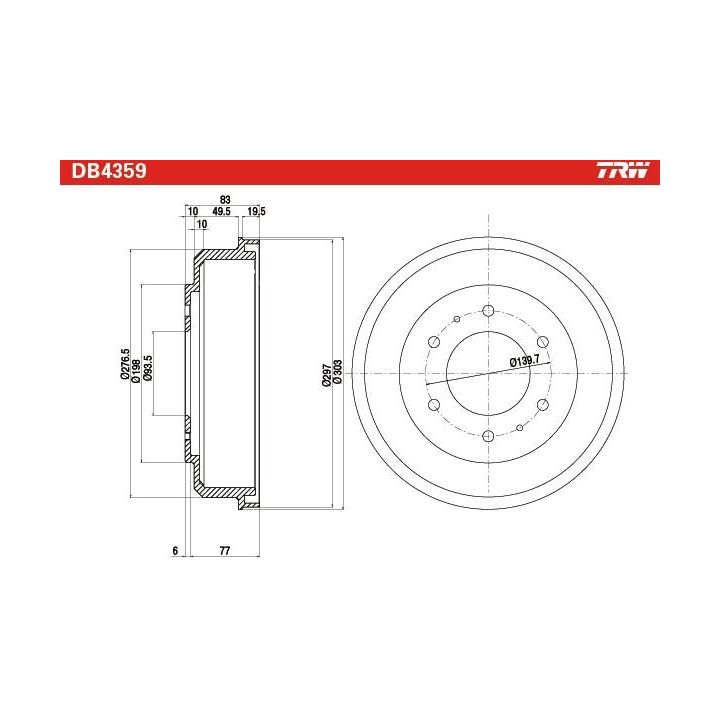 Stabdžių būgnas TRW DB4359