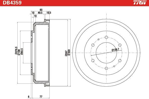 Stabdžių būgnas TRW DB4359