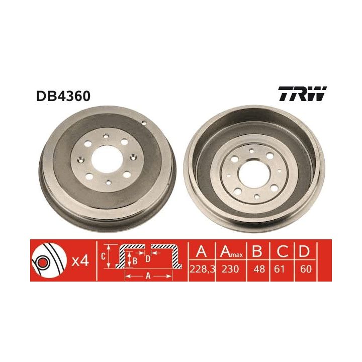 Stabdžių būgnas TRW DB4360