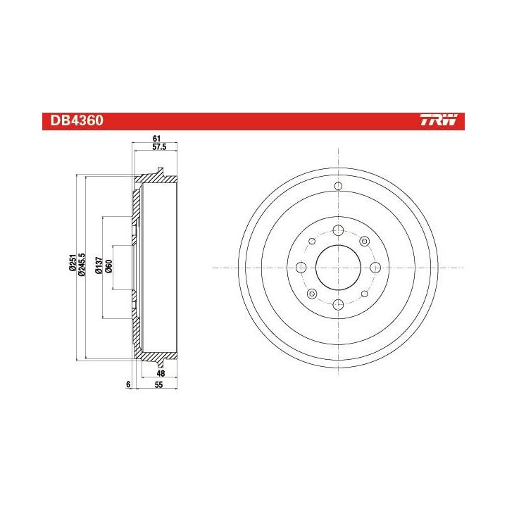 Stabdžių būgnas TRW DB4360