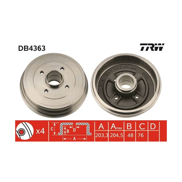 Stabdžių būgnas TRW DB4363