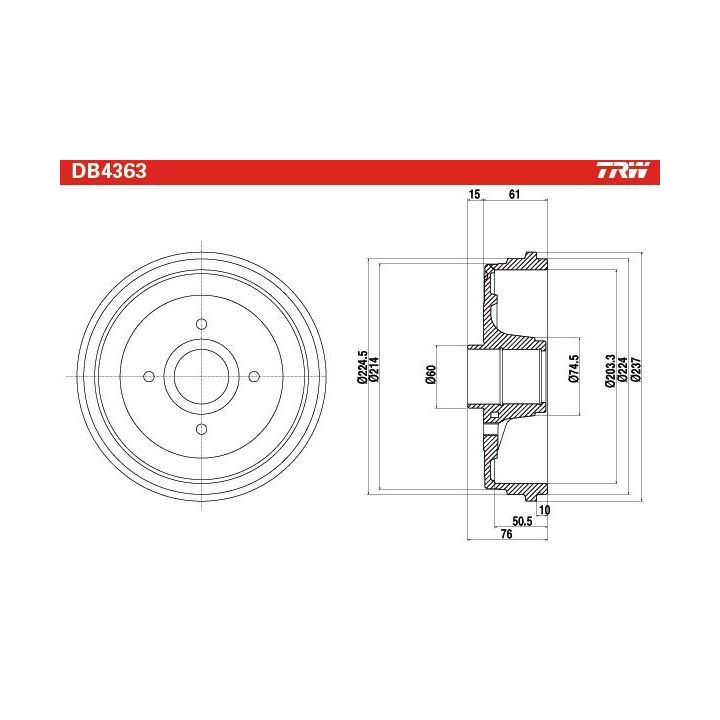 Stabdžių būgnas TRW DB4363
