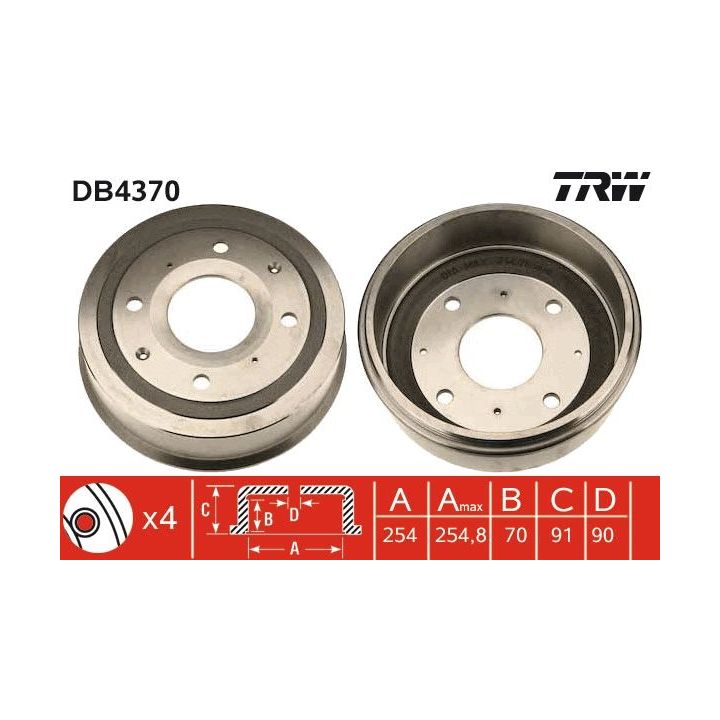 Stabdžių būgnas TRW DB4370