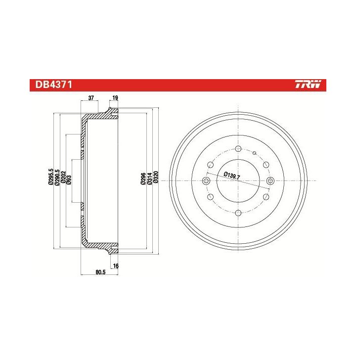 Stabdžių būgnas TRW DB4371
