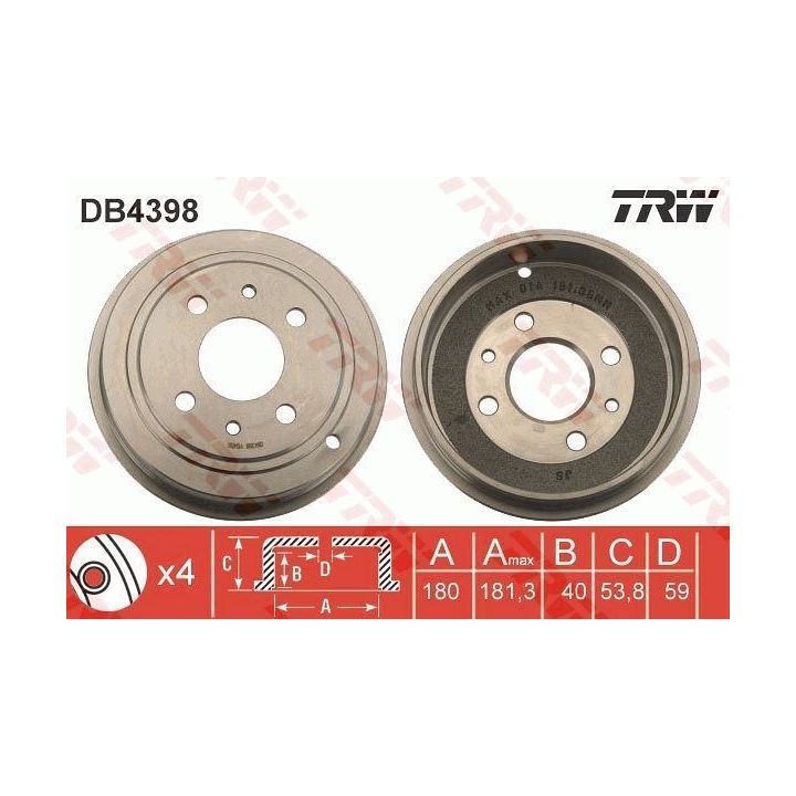 Stabdžių būgnas TRW DB4398
