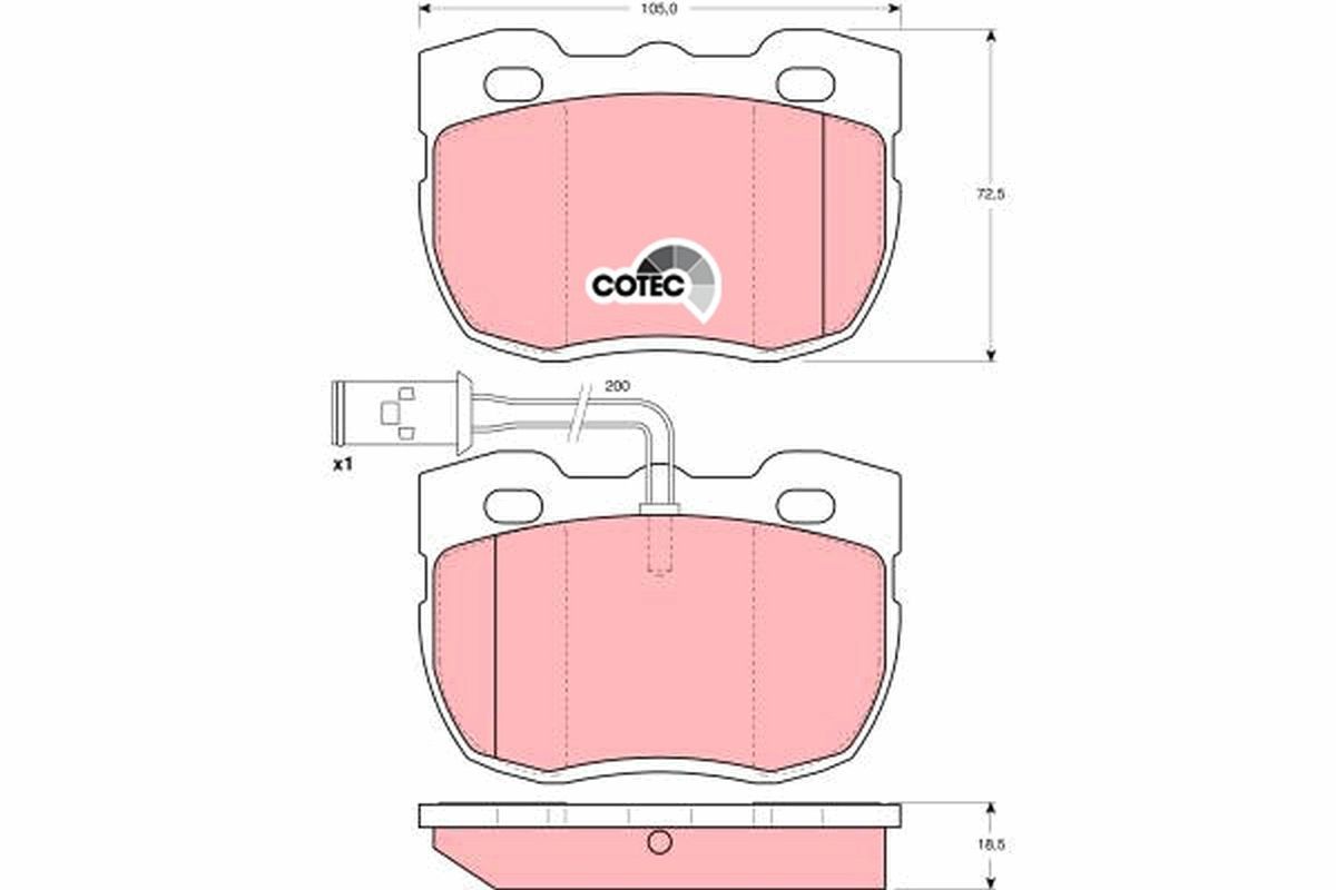 Stabdžių trinkelių rinkinys, diskinis stabdys TRW GDB1093