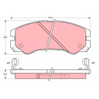 Stabdžių trinkelių rinkinys, diskinis stabdys TRW GDB1186