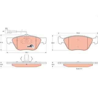 Stabdžių trinkelių rinkinys, diskinis stabdys TRW GDB1212