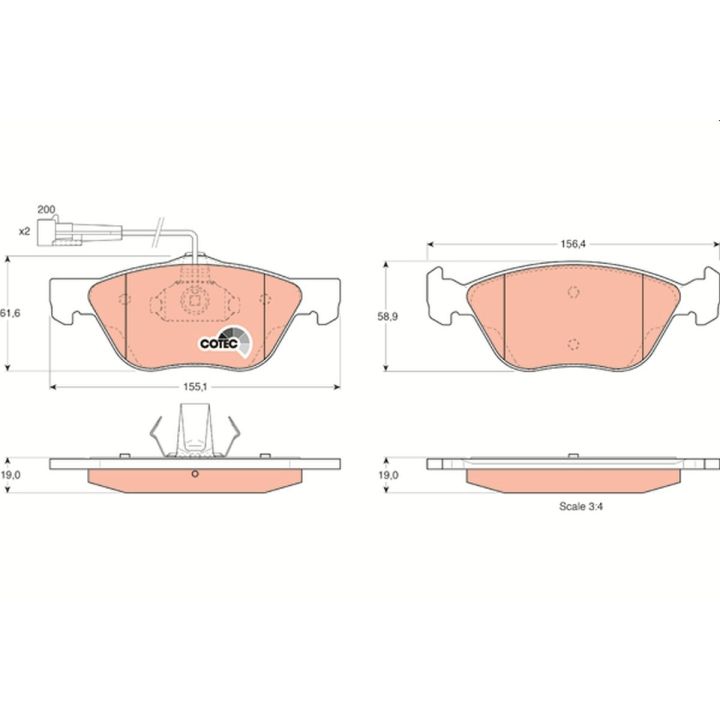 Stabdžių trinkelių rinkinys, diskinis stabdys TRW GDB1212
