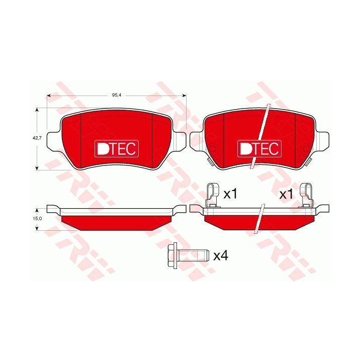 Stabdžių trinkelių rinkinys, diskinis stabdys TRW GDB1515DTE