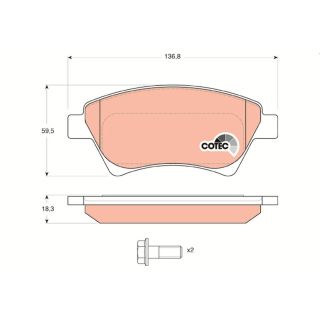 Stabdžių trinkelių rinkinys, diskinis stabdys TRW GDB1552