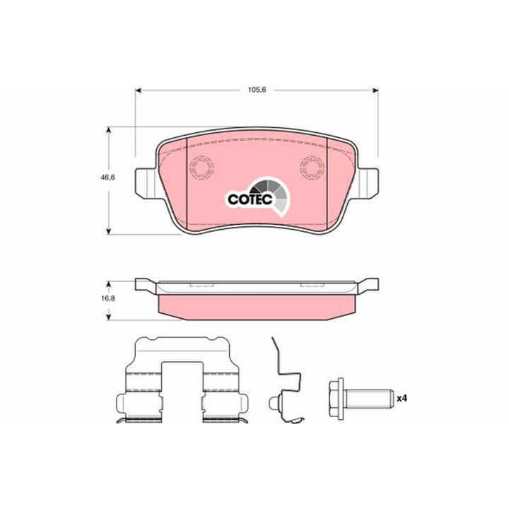 Stabdžių trinkelių rinkinys, diskinis stabdys TRW GDB1637