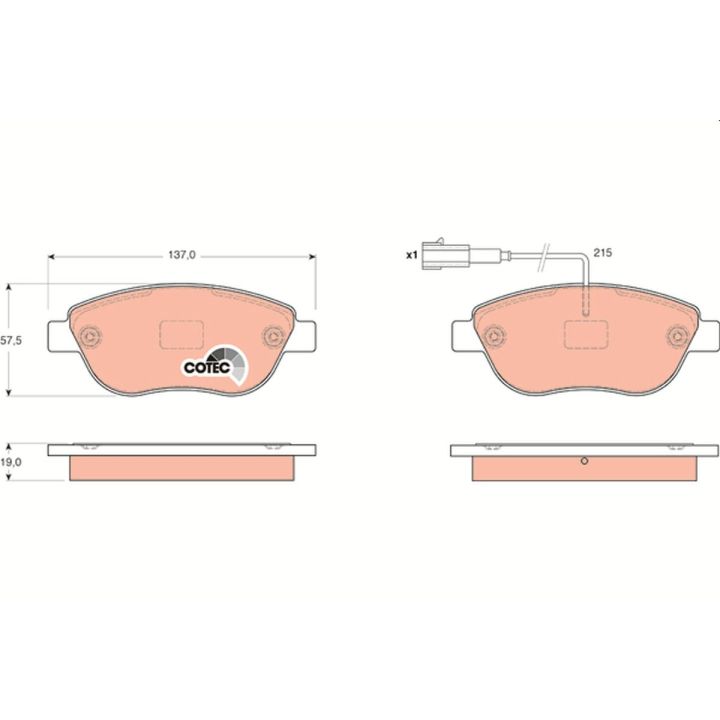 Stabdžių trinkelių rinkinys, diskinis stabdys TRW GDB1655