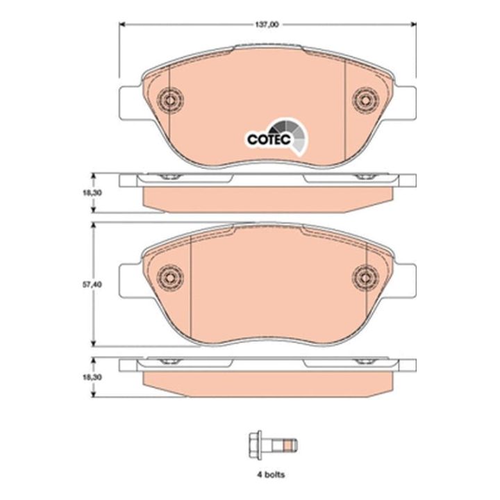 Stabdžių trinkelių rinkinys, diskinis stabdys TRW GDB1750