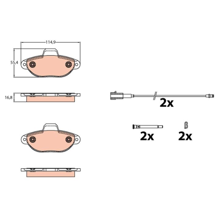 Stabdžių trinkelių rinkinys, diskinis stabdys TRW GDB2141