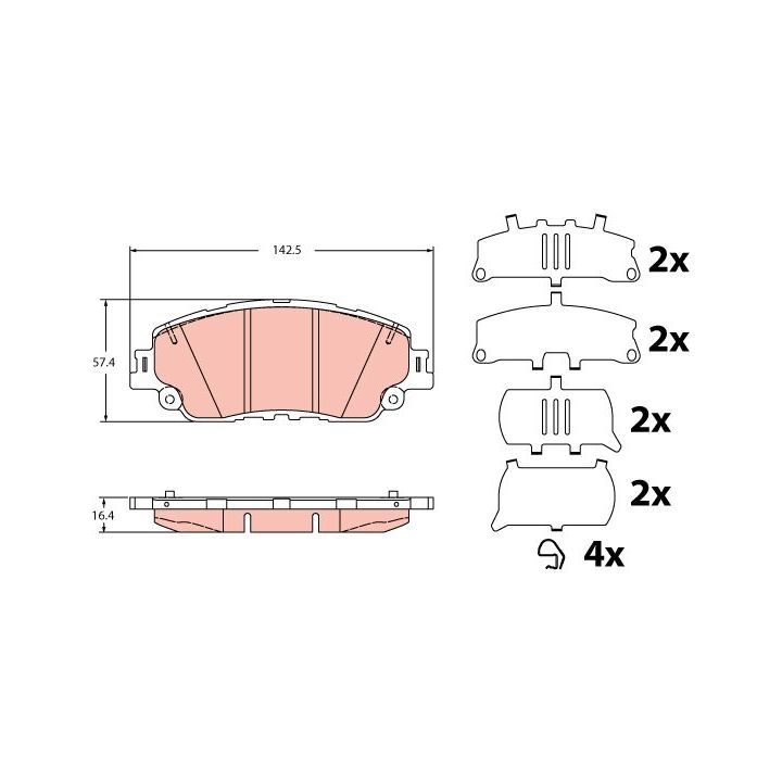 Stabdžių trinkelių rinkinys, diskinis stabdys TRW GDB2354