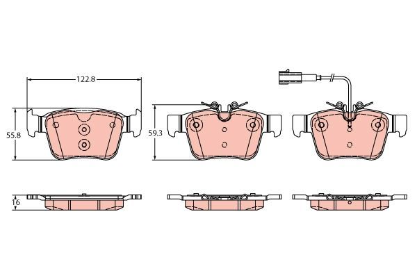 Stabdžių trinkelių rinkinys, diskinis stabdys TRW GDB2364