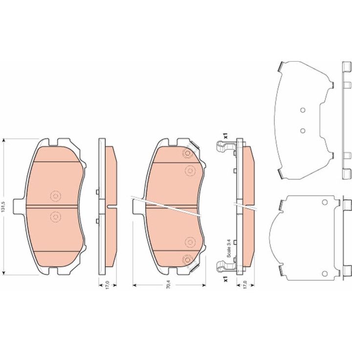 Stabdžių trinkelių rinkinys, diskinis stabdys TRW GDB3431