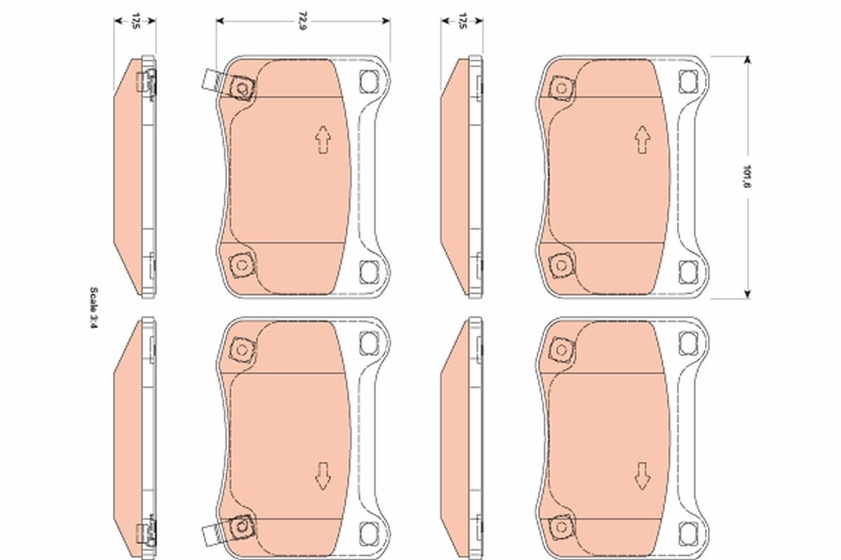 Stabdžių trinkelių rinkinys, diskinis stabdys TRW GDB3504