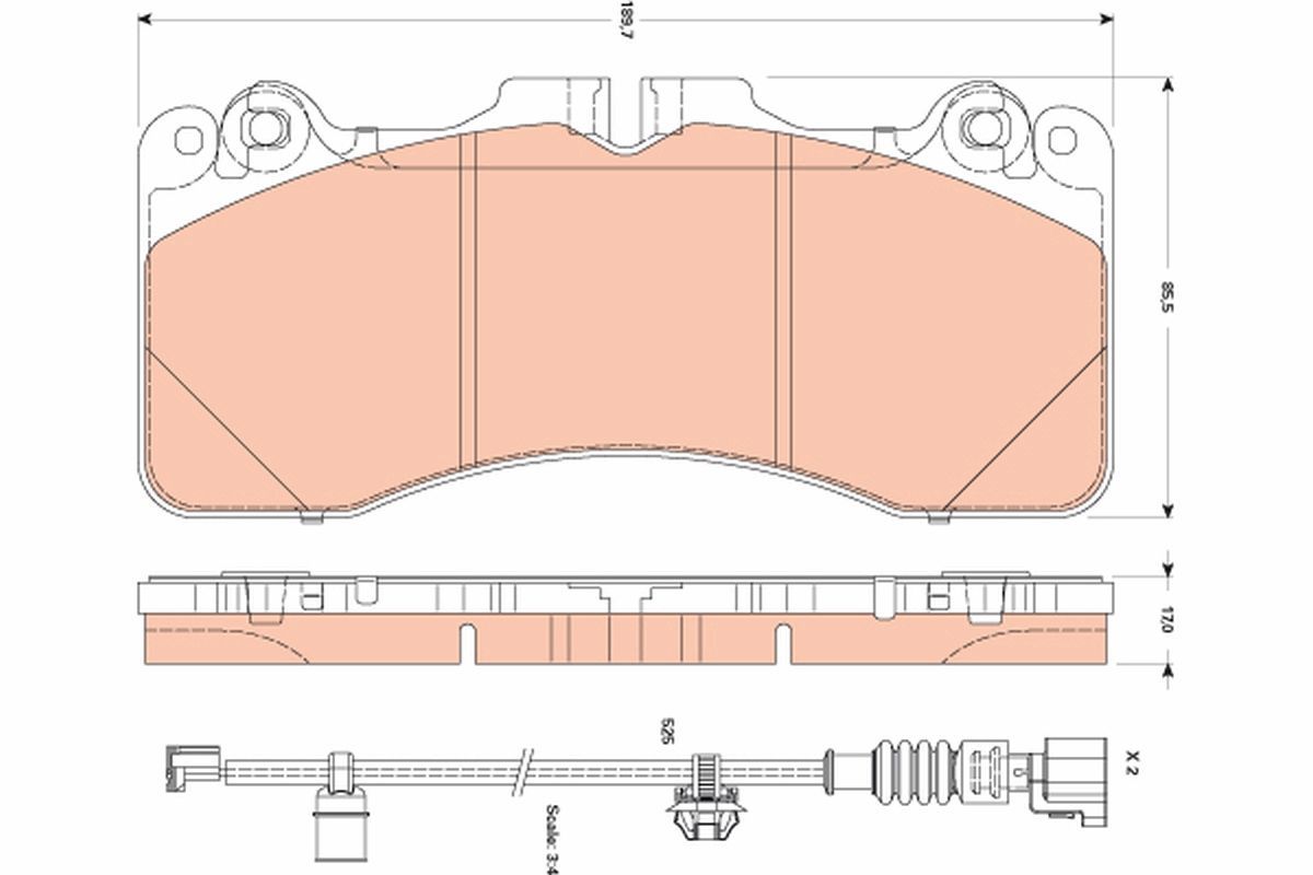 Stabdžių trinkelių rinkinys, diskinis stabdys TRW GDB3506