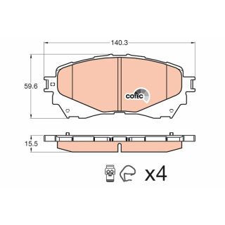 Stabdžių trinkelių rinkinys, diskinis stabdys TRW GDB3580