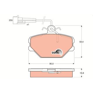 Stabdžių trinkelių rinkinys, diskinis stabdys TRW GDB833