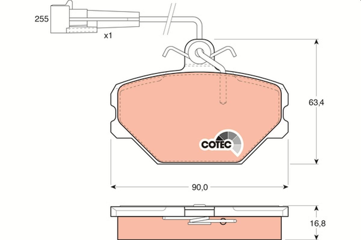 Stabdžių trinkelių rinkinys, diskinis stabdys TRW GDB833
