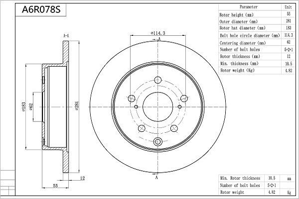 Stabdžių diskas AISIN A6R078S