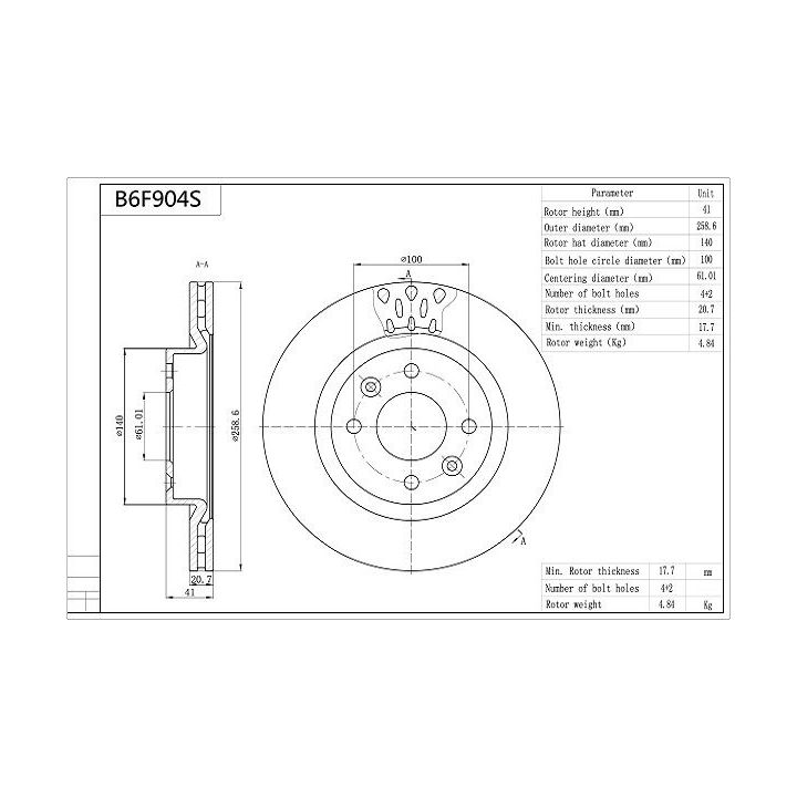 Stabdžių diskas AISIN B6F904S