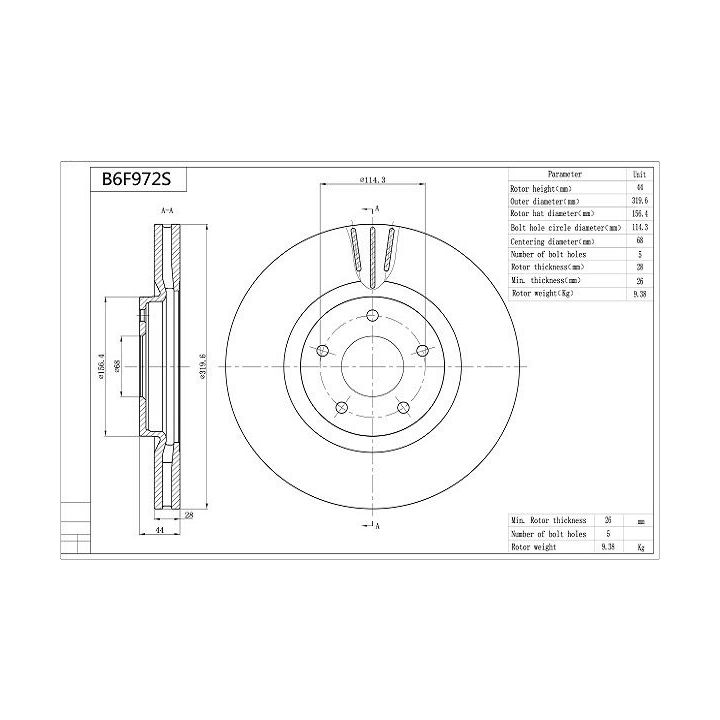 Stabdžių diskas AISIN B6F972S