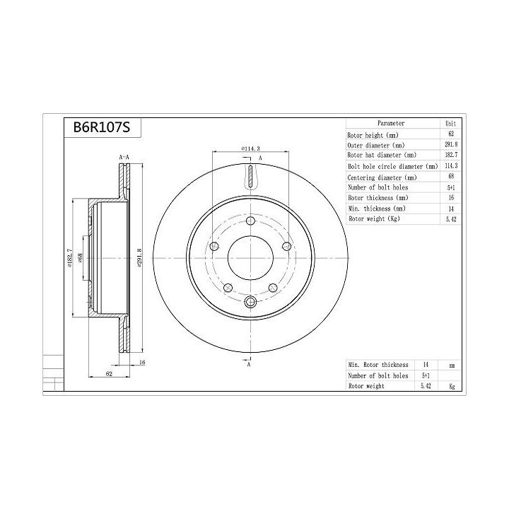 Stabdžių diskas AISIN B6R107S