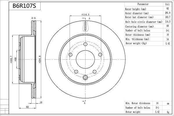 Stabdžių diskas AISIN B6R107S