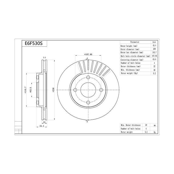 Stabdžių diskas AISIN E6F530S