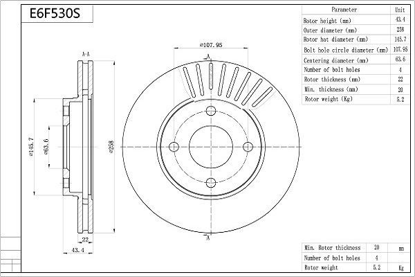 Stabdžių diskas AISIN E6F530S
