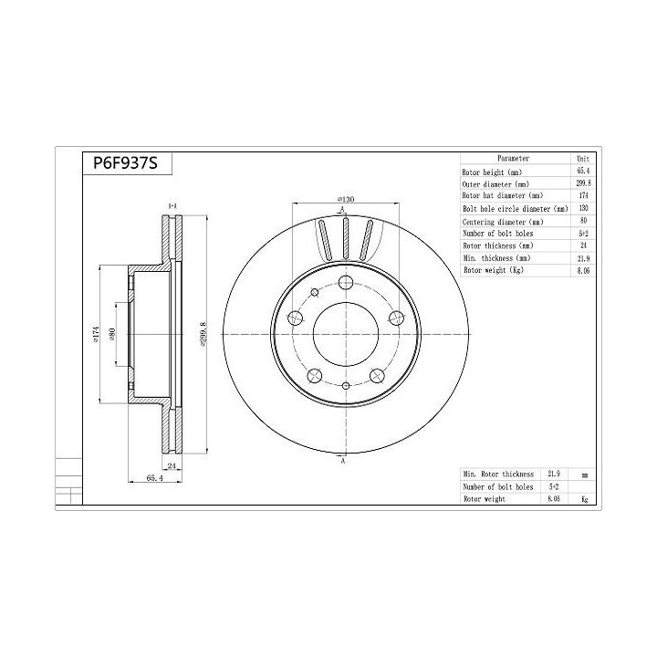 Stabdžių diskas AISIN P6F937S