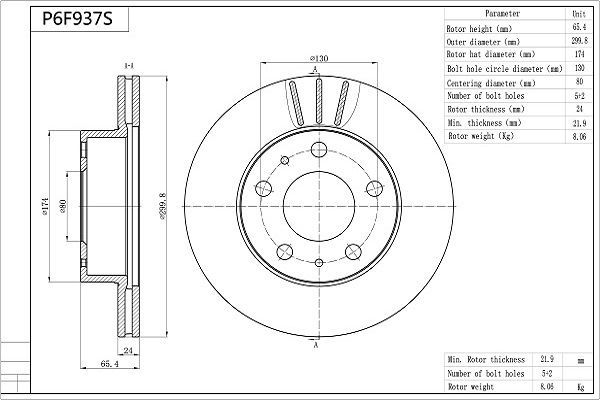 Stabdžių diskas AISIN P6F937S