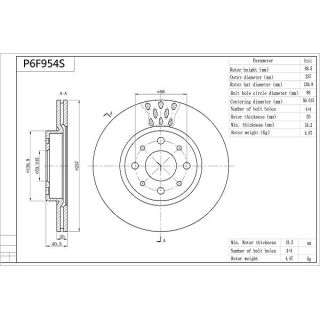 Stabdžių diskas AISIN P6F954S