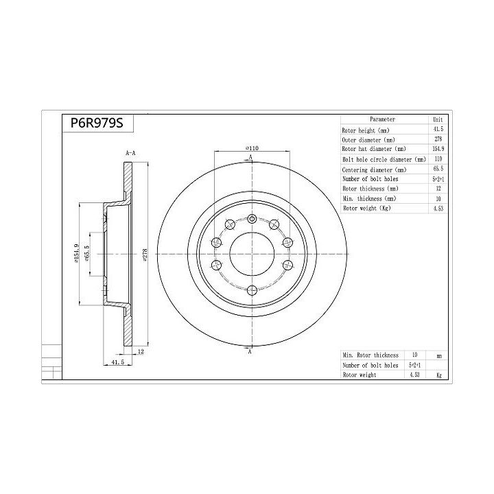 Stabdžių diskas AISIN P6R979S