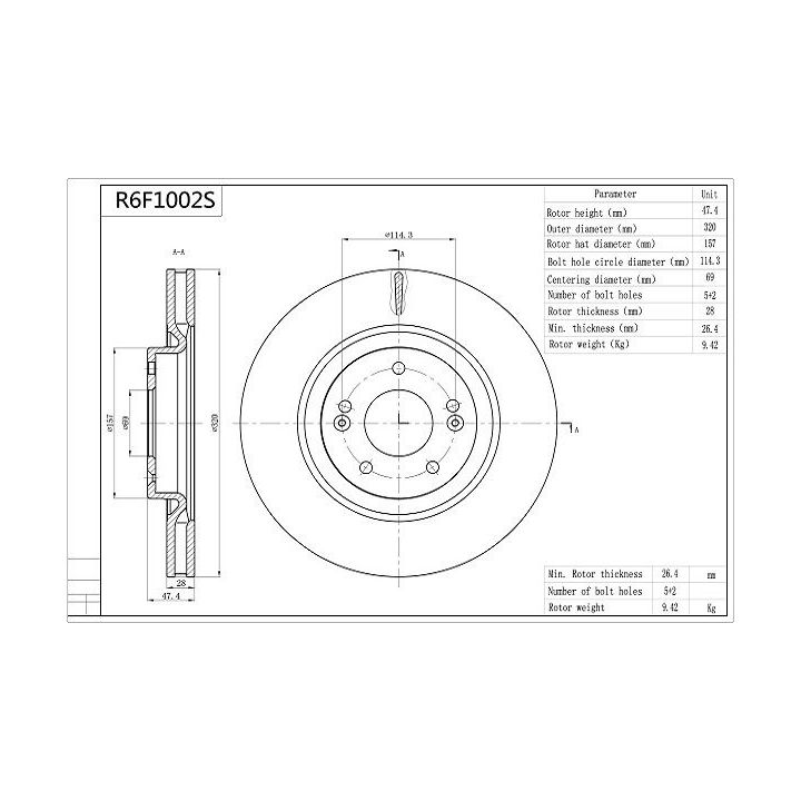 Stabdžių diskas AISIN R6F1002S